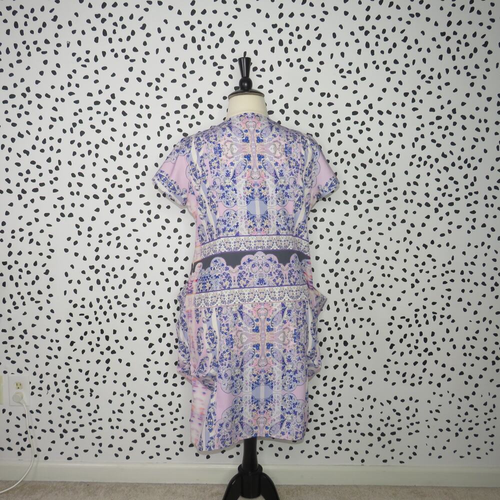 City Chic Purple Floral Draped Zipper Front V-Neck Dress - Picture 5 of 10